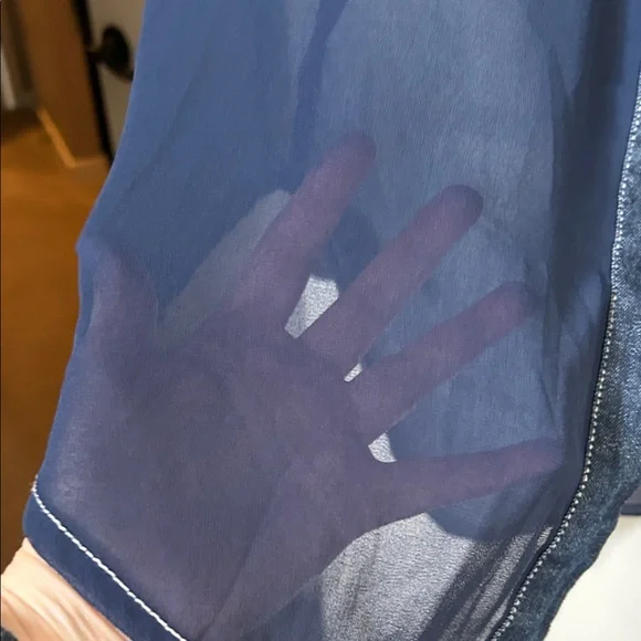 Kate Hewko NWT Sheer Denim Trim Button Up Dress Tunic one size - Picture 5 of 8